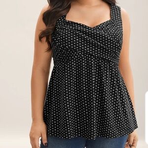 BloomChic stretchy black/white polka dots shirred tank top Size 18-20